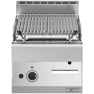 Grill pierre de lave, 1/2 module, grille en fonte "double face" WR-PLX1-40